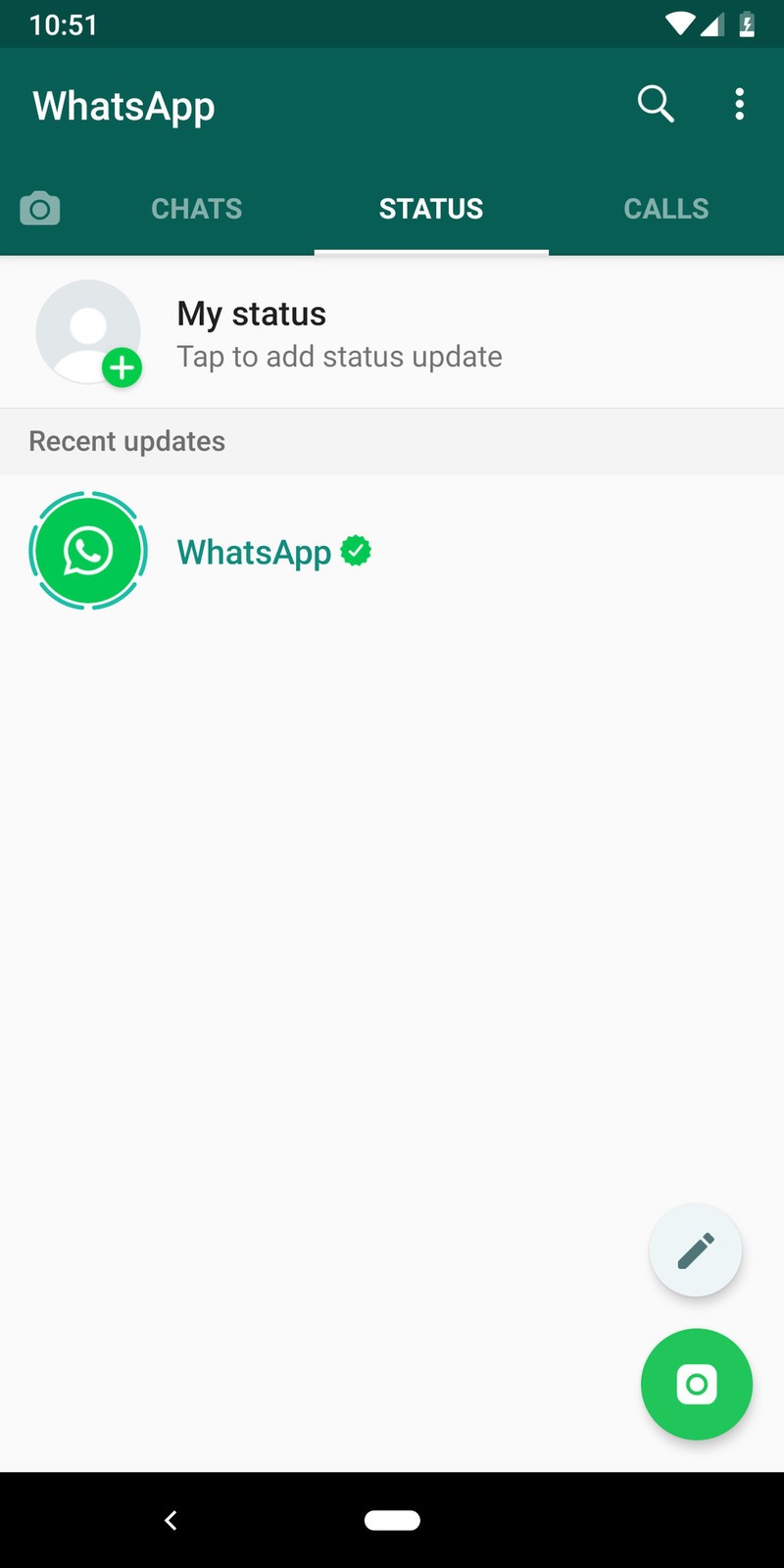página de estado de WhatsApp