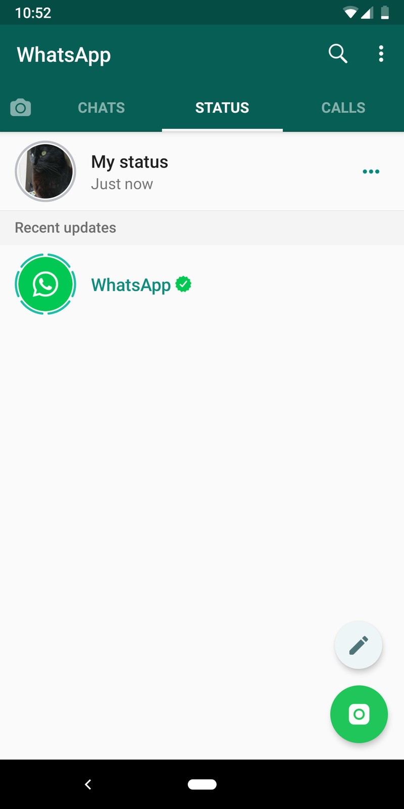 página de estado de WhatsApp